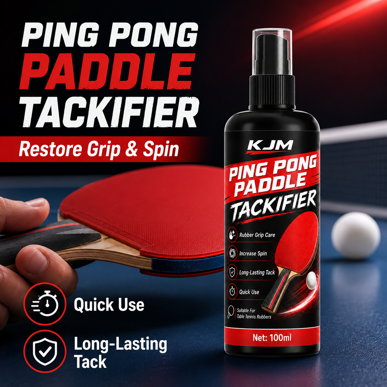 Table Tennis Paddle Set - KJM Table Tennis Racket Tackifier Spray